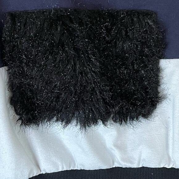 SHEIN Cut and Sew Sweatshirt Faux Fur Black Red Colorblock Size Small - Picture 5 of 9